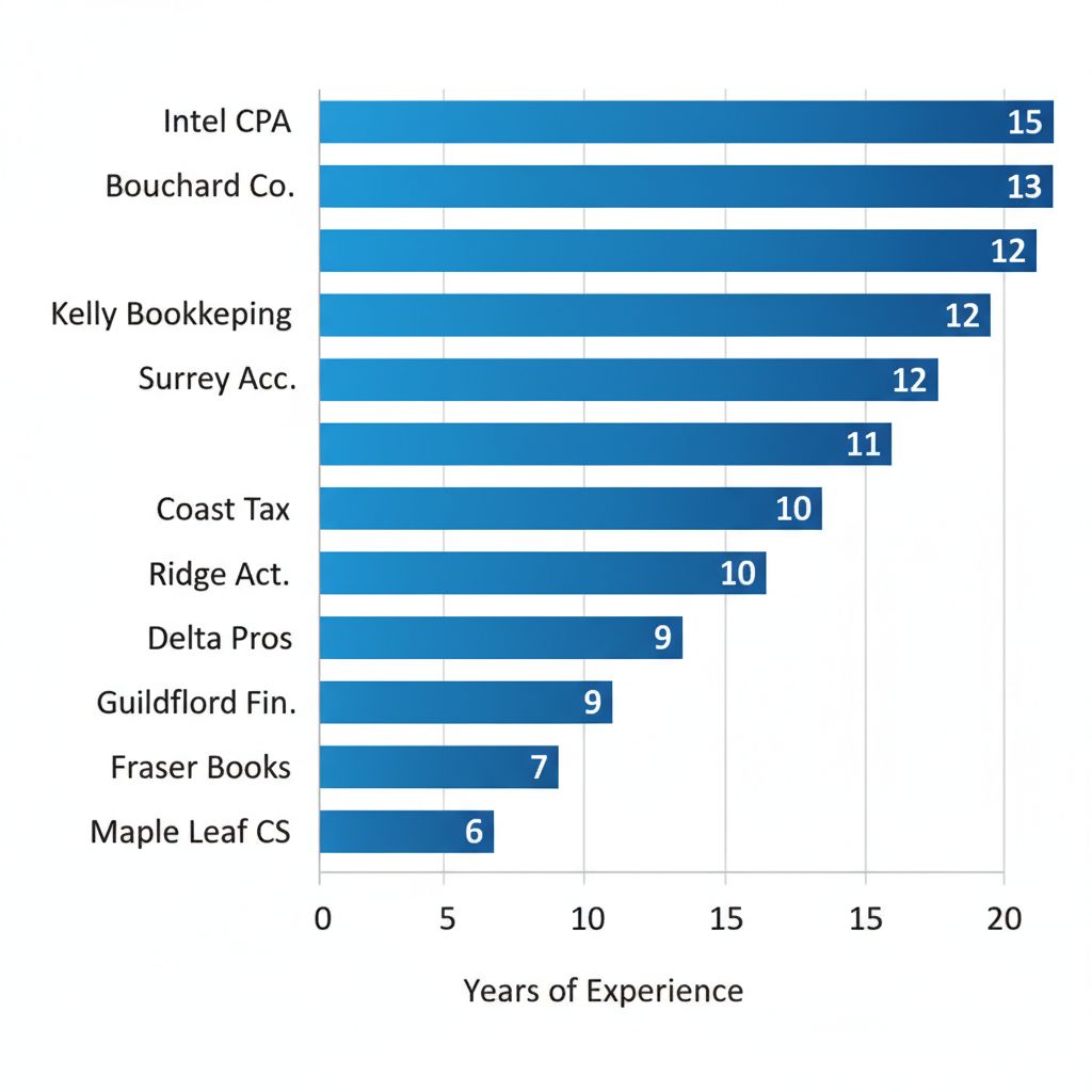 Bar chart comparing experience levels of top QuickBooks ProAdvisors in Surrey